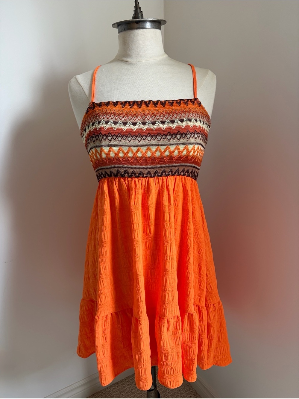 CUPSHE Orange Patterned Knit Beach Cover-Up SIZE SMALL